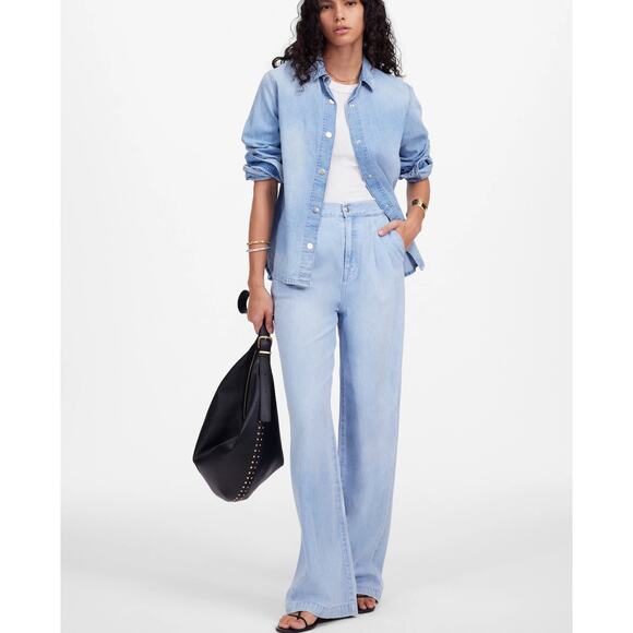 NWT Madewell The Petite Harlow Wide-Leg Denim Trouser in Noll Wash Size 24 - Picture 1 of 9